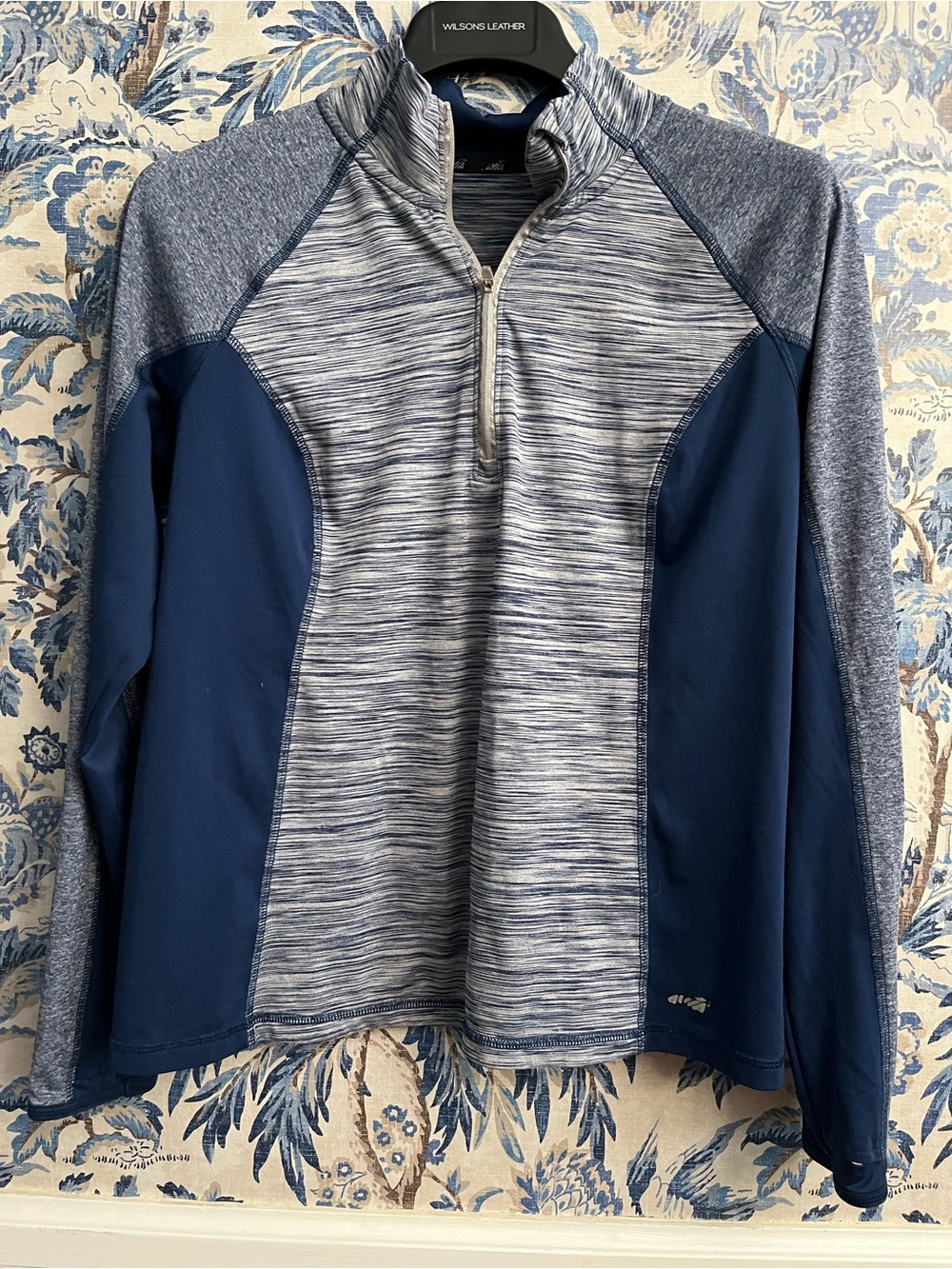 Avia Women's Blue and Heathered Gray Quarter-Zip Pullover